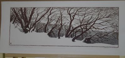 Линогравюра "Зимний ритм". Художник-график Каримов А.Н. , 1976
