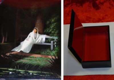 Шкатулка фабрики "Федоскино".СССР,лаковая миниатюра,1958 год