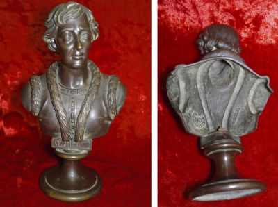 Антиквариат бронза бюст "Князь Святополк Владимирович (Окоянный)".Россия,литейщик Ф.Шопен,1867 год