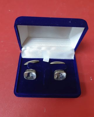 Запонки мужские с горным хрусталем.СССР,серебро 875 пробы