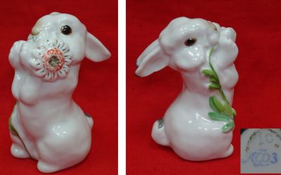 Статуэтка фарфор "Зайчик с цветком". Ломоносовский фарфоровый завод (ЛФЗ)