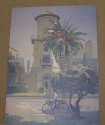 Картина акварелью "Велосипедист". Художник R. Atoian 1995