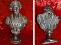 Антиквариат бронза бюст "Князь Святополк Владимирович (Окоянный)".Россия,литейщик Ф.Шопен,1867 год